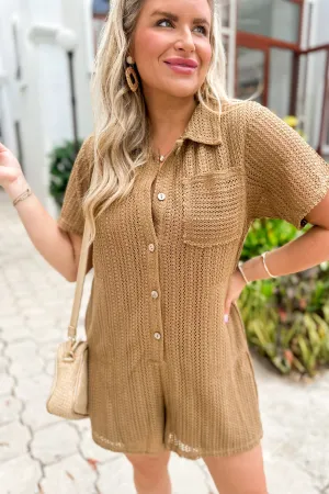 Dutton Button Down Crochet Romper with Pockets *FINAL SALE*