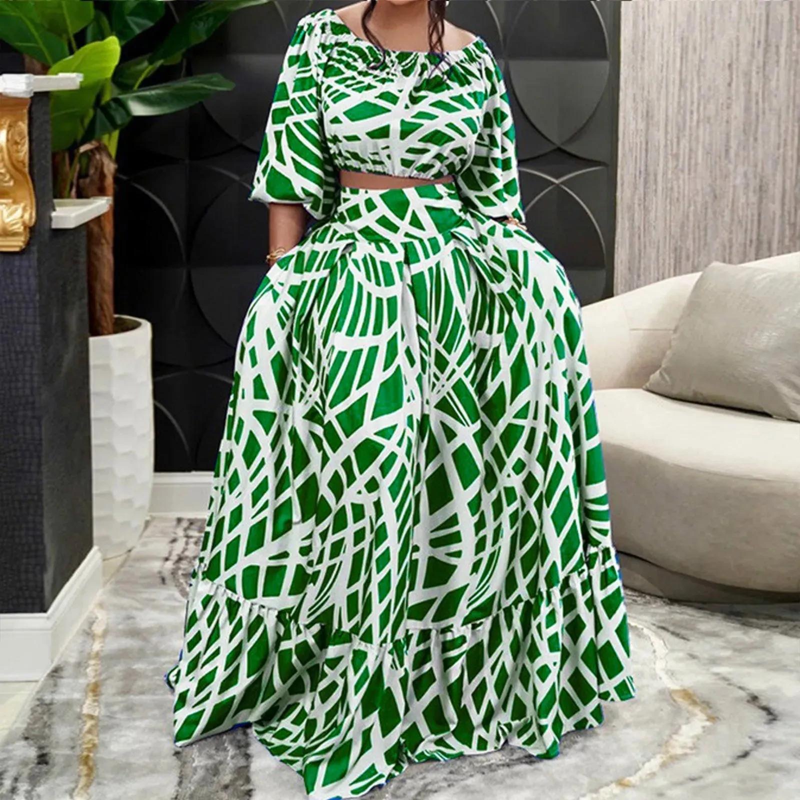 Elegant Two Piece Party Casual Femme Africa Casual African Dress