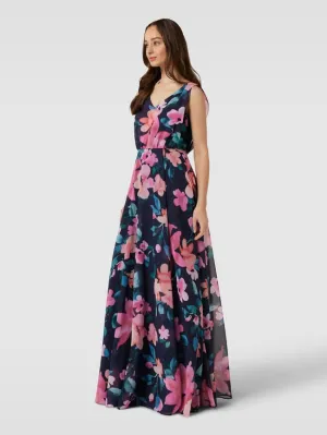 Evening dress with all-over floral print Christian Berg, navy