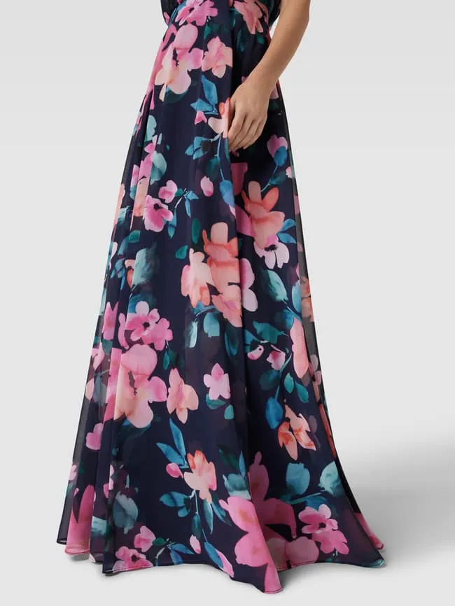 Evening dress with all-over floral print Christian Berg, navy