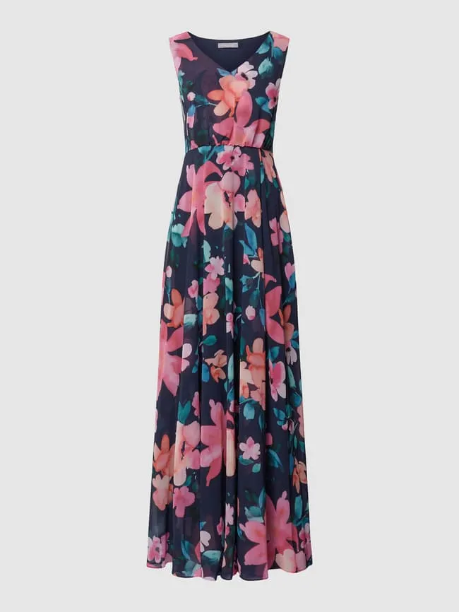 Evening dress with all-over floral print Christian Berg, navy