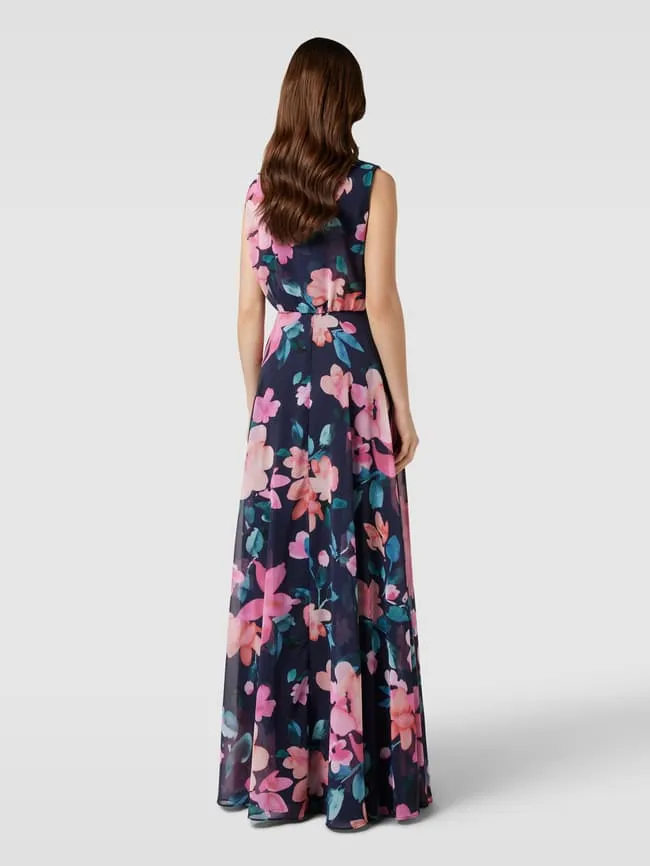 Evening dress with all-over floral print Christian Berg, navy