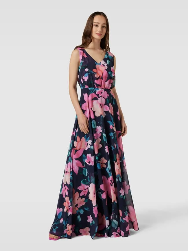 Evening dress with all-over floral print Christian Berg, navy