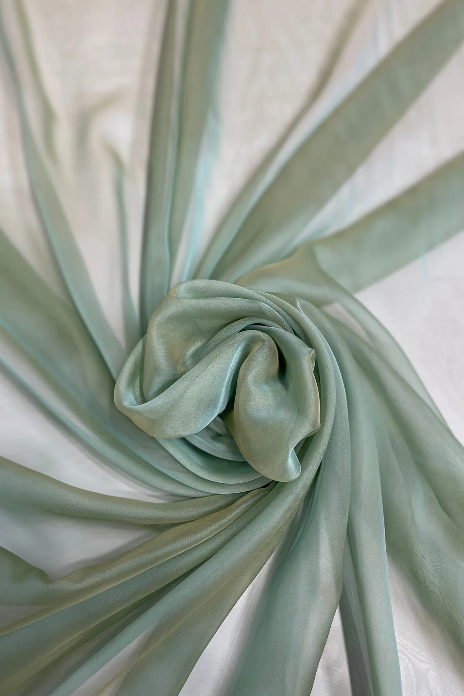 Faintly Mint Iridescent Silk Chiffon