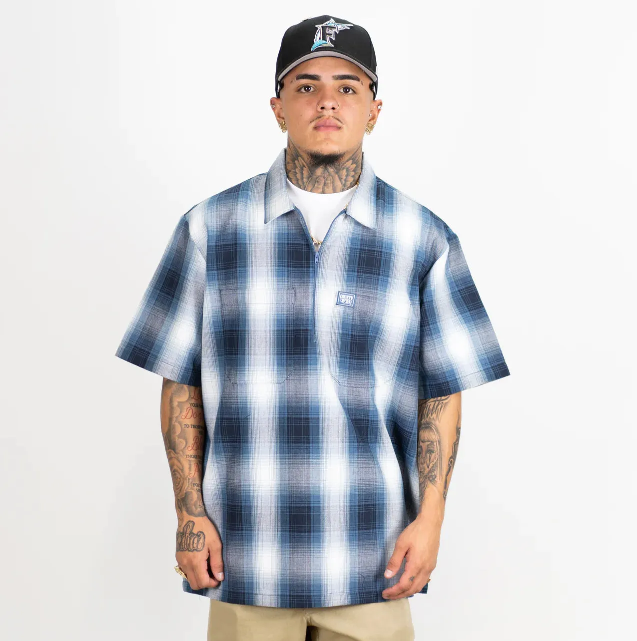 FB County Short Sleeve Checker Zip Shirt