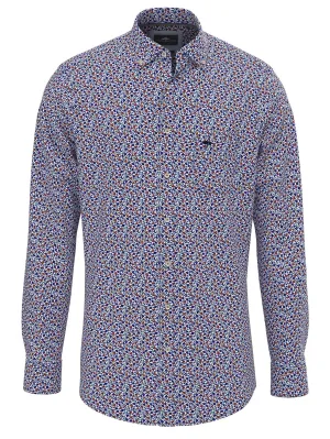 FYNCH HATTON Pure Cotton Shirt - Men's – Modern Flower Print Navy