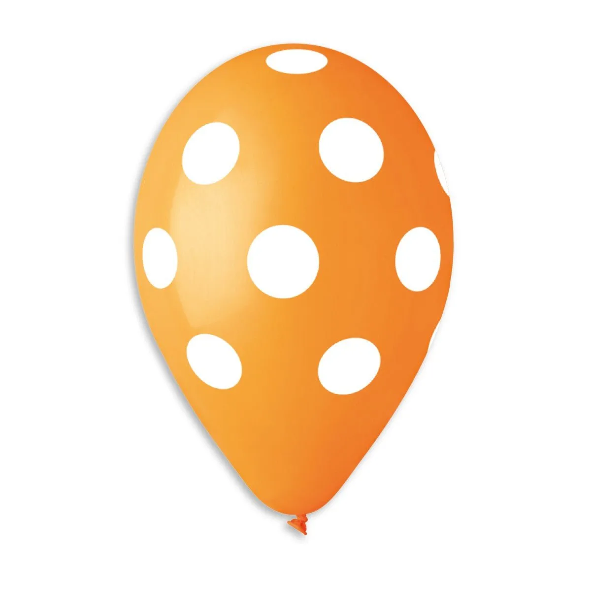 Gemar Latex Balloon #004 Orange Polka Dots White Printed 12inch 50 Count Solid Color