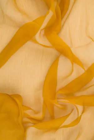 Golden Brown Silk Crinkled Chiffon Fabric