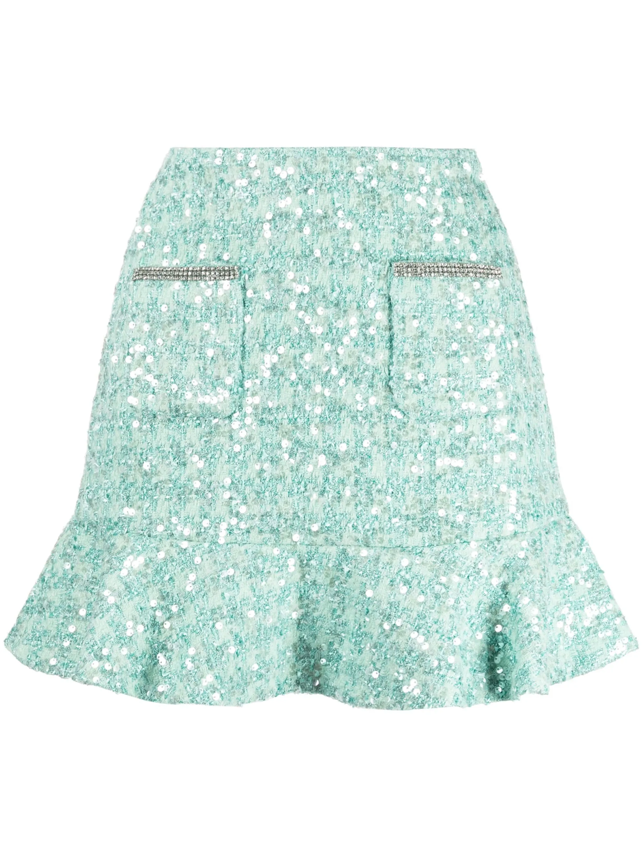 Green Boucle Mini Skirt