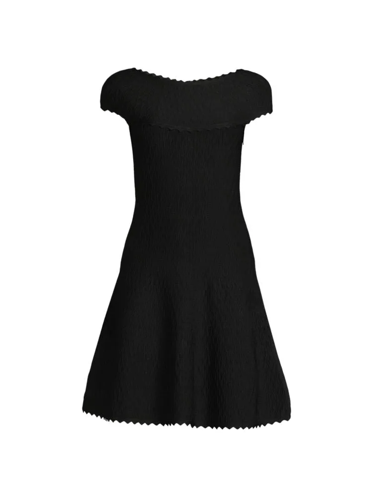 Hervé Léger textured flared dress, black