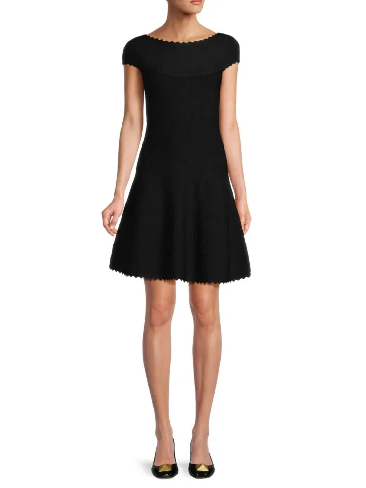 Hervé Léger textured flared dress, black