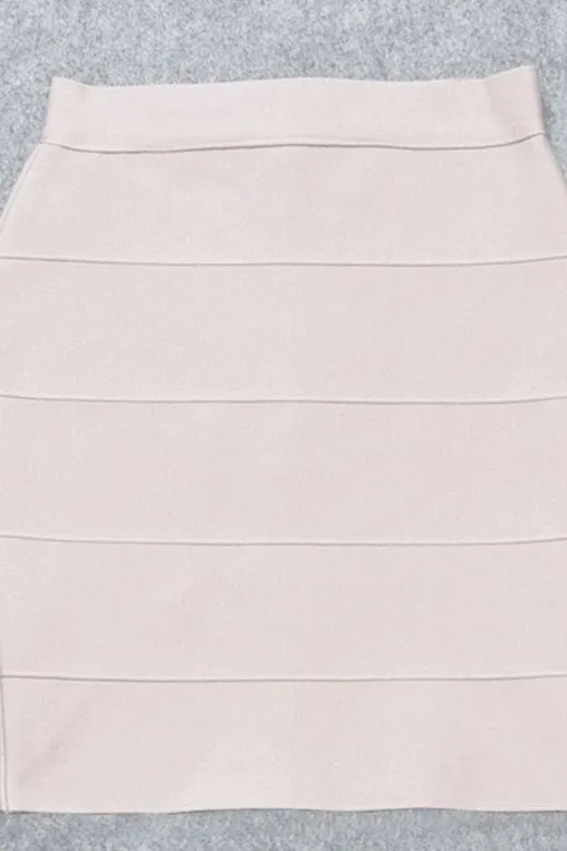 High Waist Bandage Striped Mini Skirt - Cream