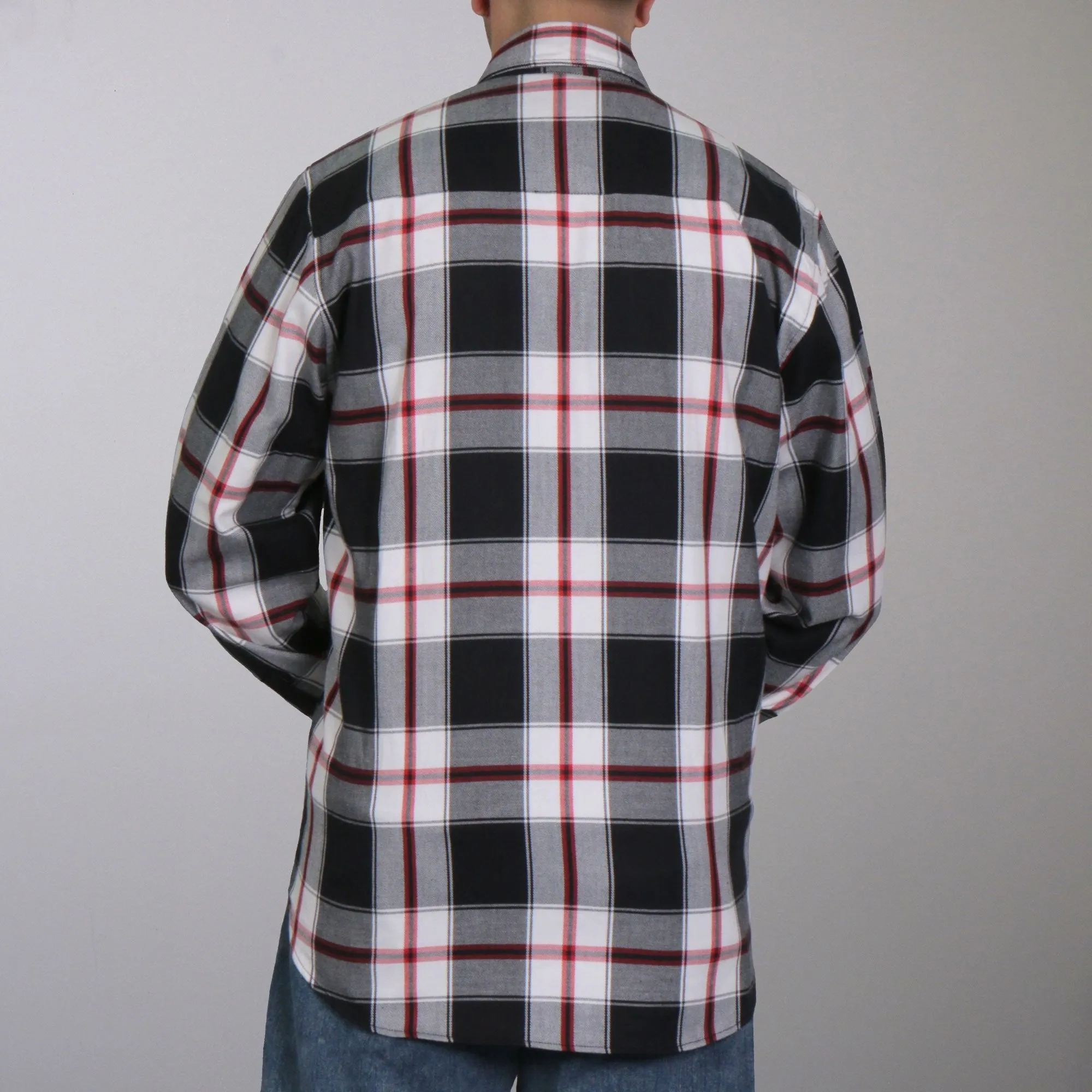 Hot Leathers FLM2003 Mens Black White and Red Long Sleeve Flannel Shirt