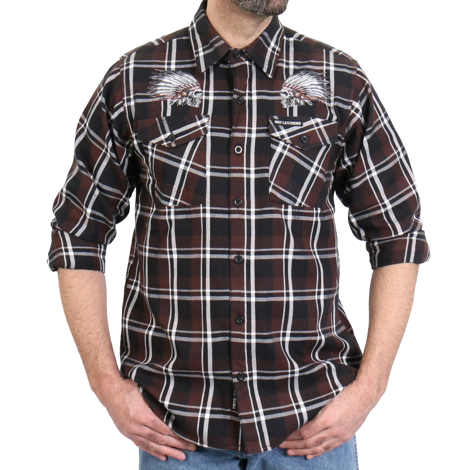 Hot Leathers FLM2109 Men's 'Headdress' Flannel Long Sleeve Shirt