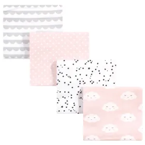 Hudson Baby Cotton Flannel Receiving Blankets, Pink Clouds