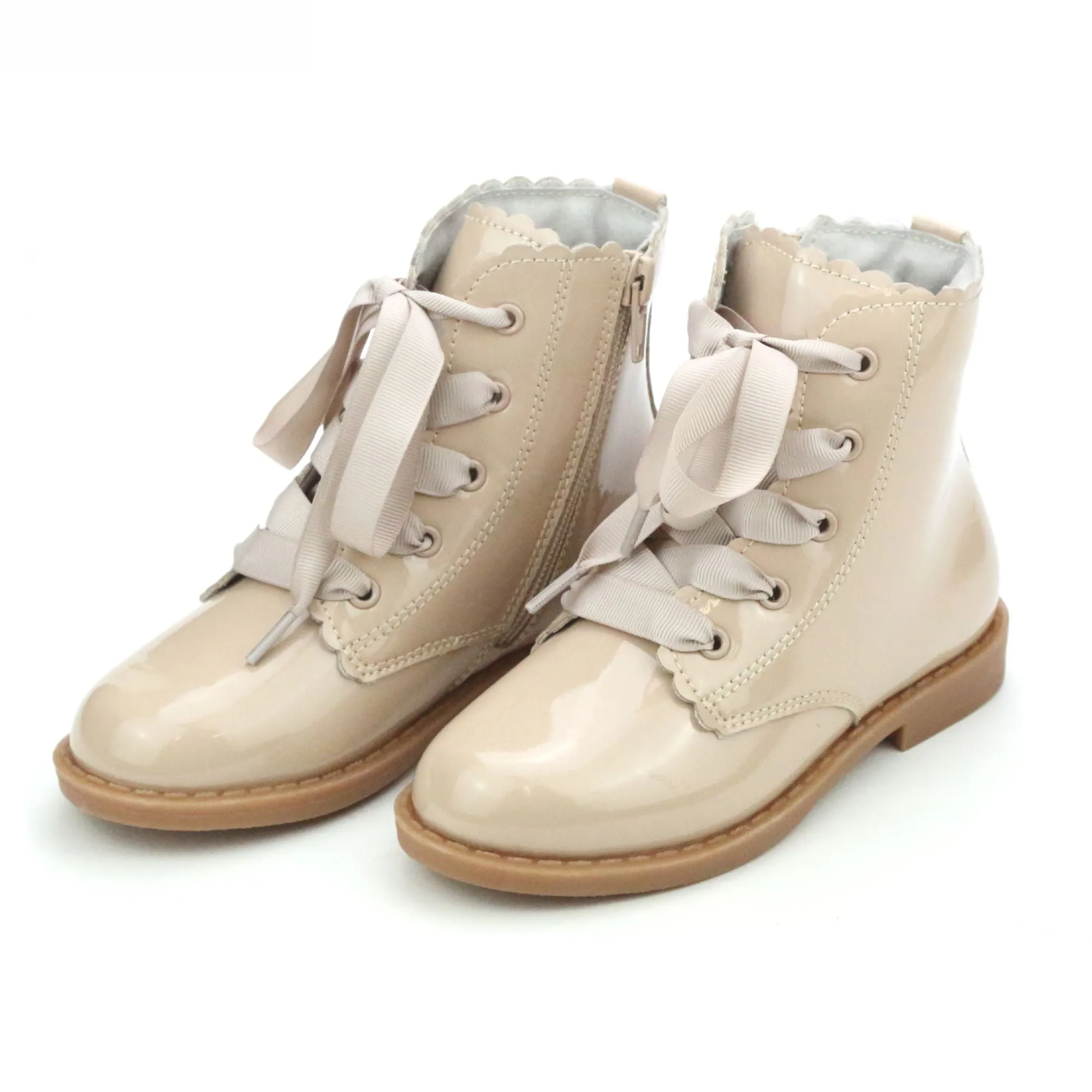 Josephine Scallop Boot Patent Taupe