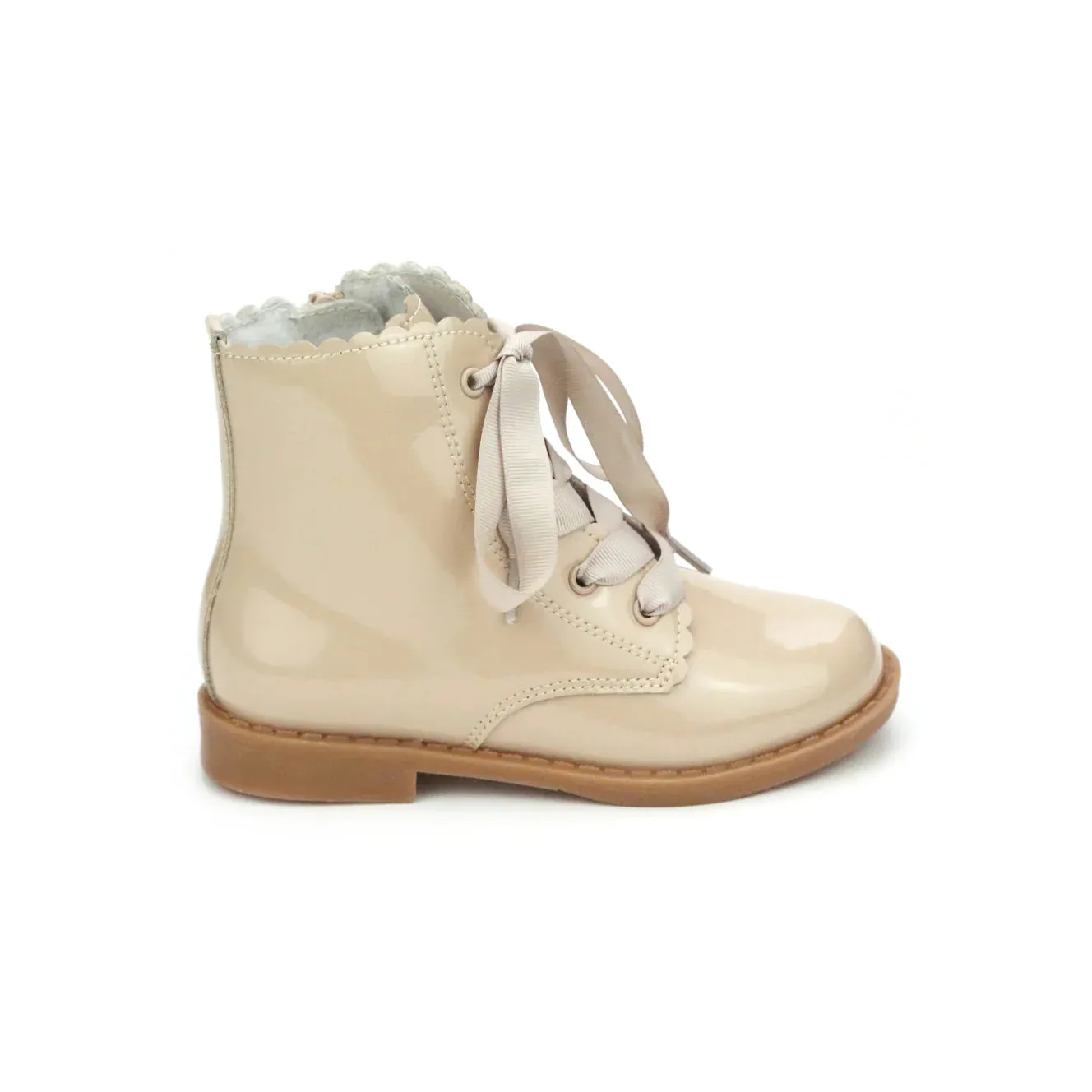 Josephine Scallop Boot Patent Taupe