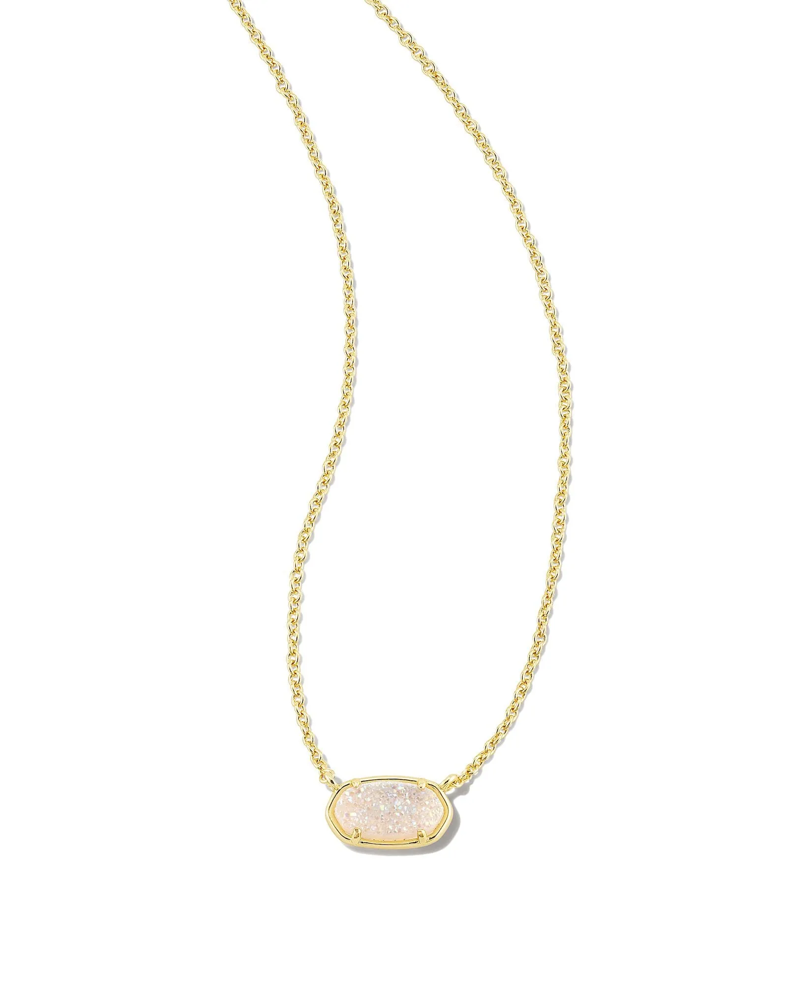 Kendra Scott Grayson Gold Short Pendant Necklace in Iridescent Drusy