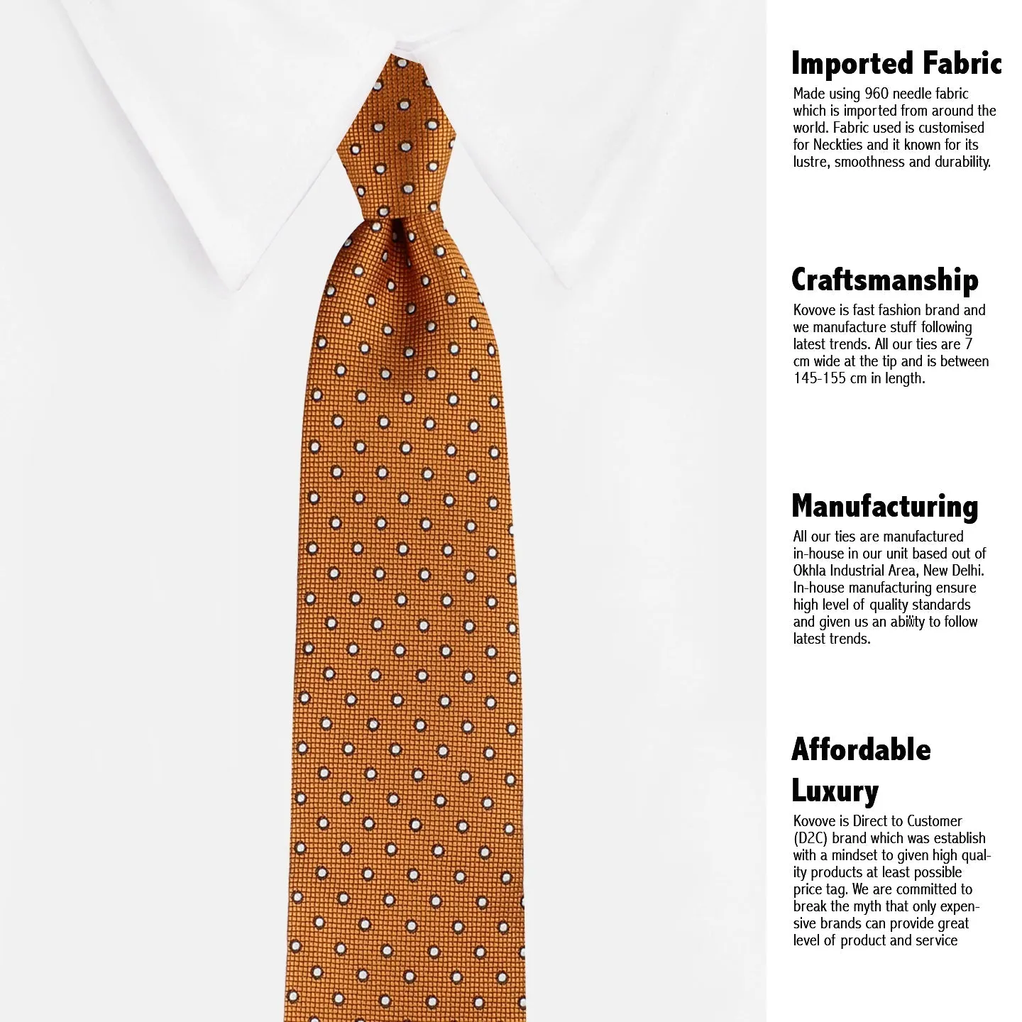 Kovove Elegant Orange Polka Dot Necktie and Pocket Square Gift Box