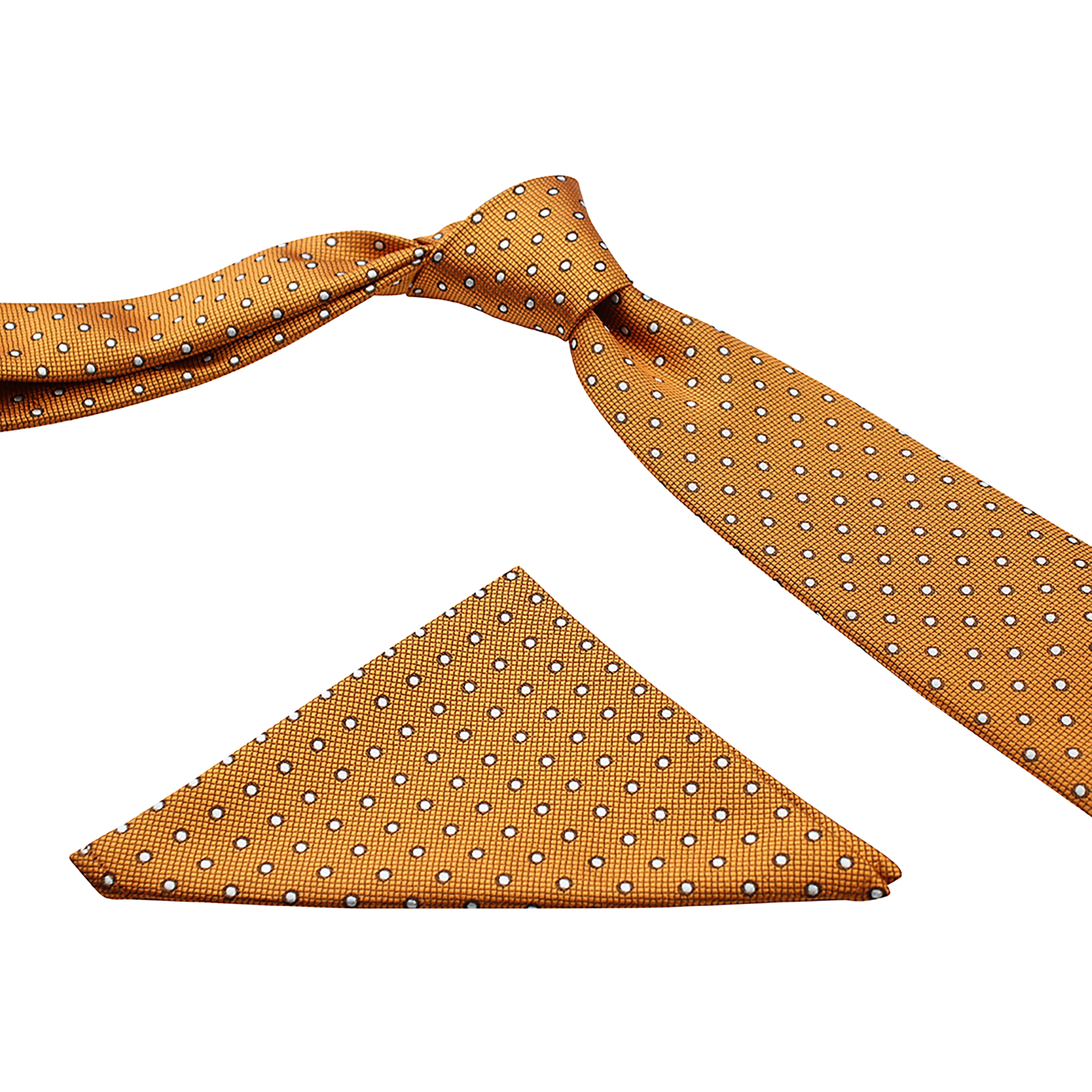 Kovove Elegant Orange Polka Dot Necktie and Pocket Square Gift Box