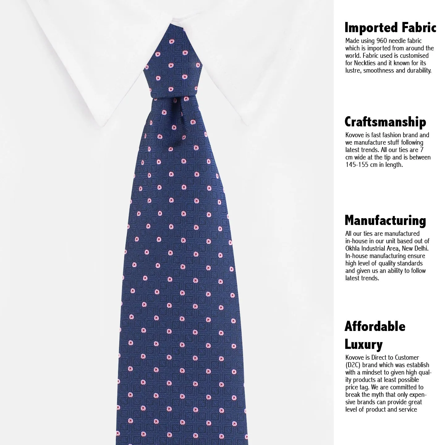 Kovove The Polka Abstract Fusion Blue Necktie For Men