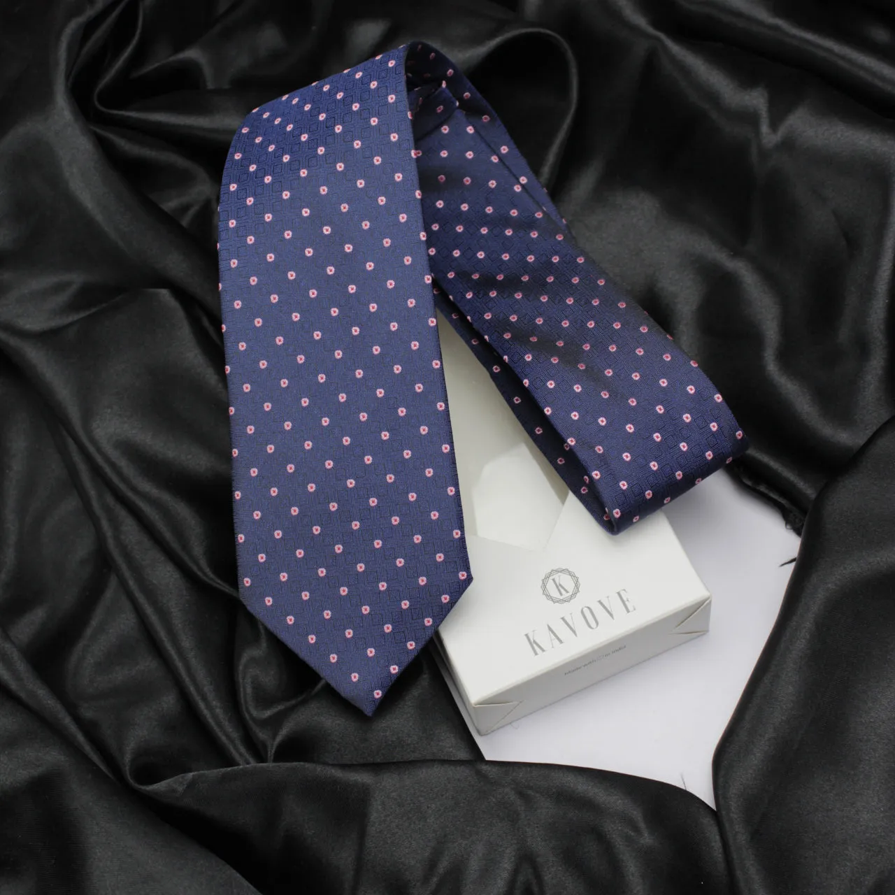 Kovove The Polka Abstract Fusion Blue Necktie For Men