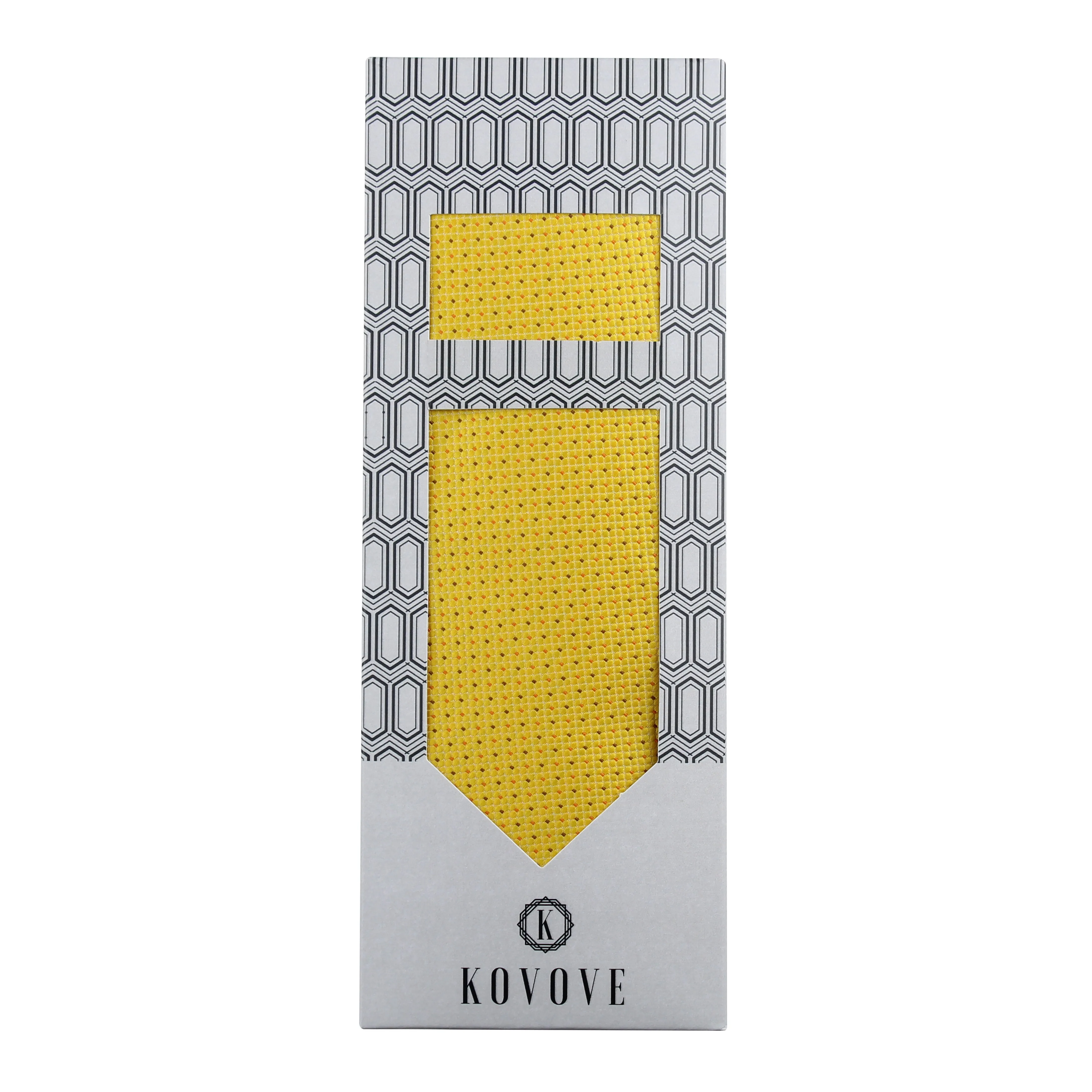 Kovove Yellow Polka Dot Necktie and Pocket Square Gift Box