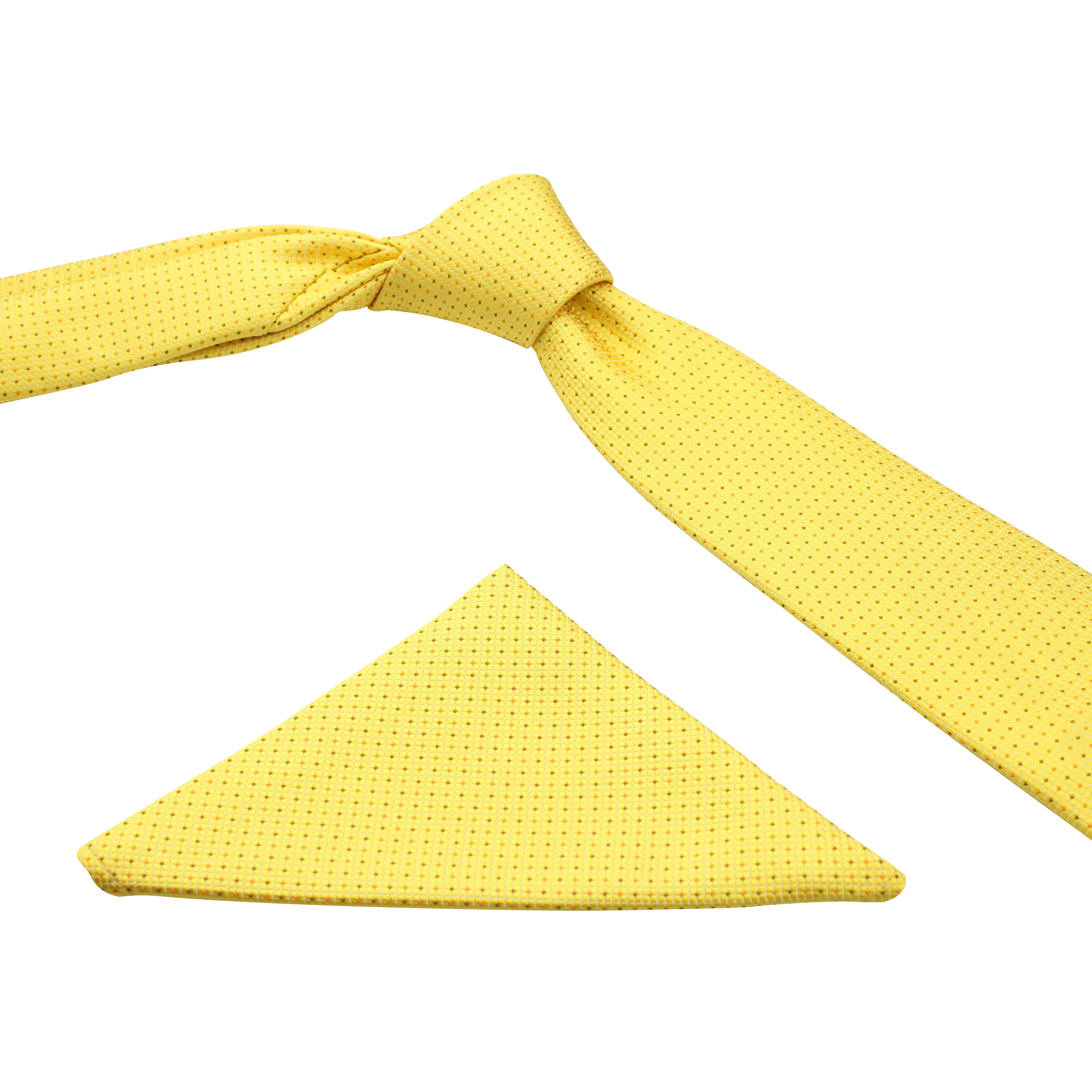 Kovove Yellow Polka Dot Necktie and Pocket Square Gift Box