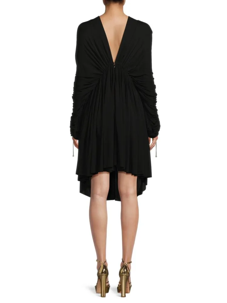 Lanvin ruched dress with plunging neckline, color Noir