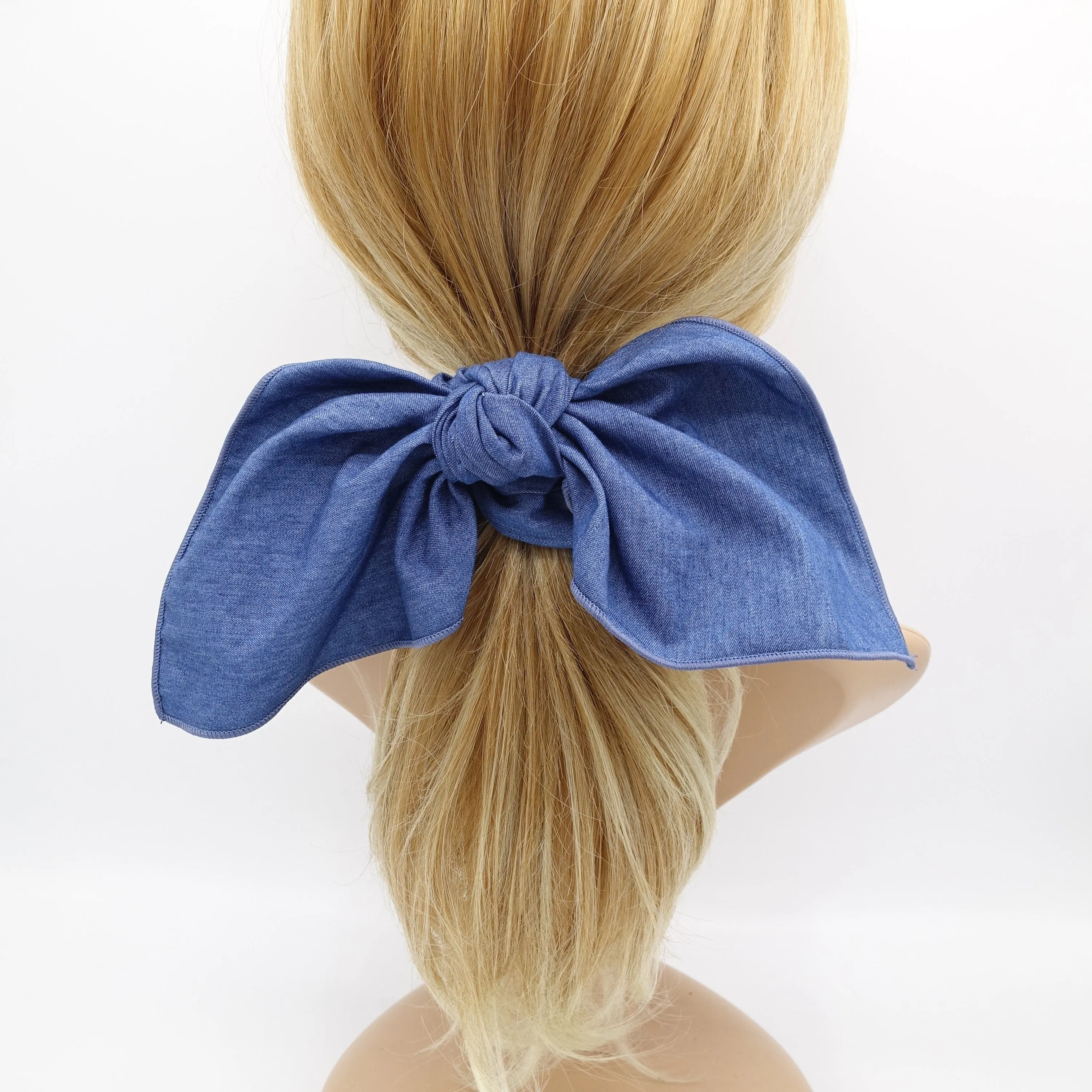 large denim bow knot scrunchies