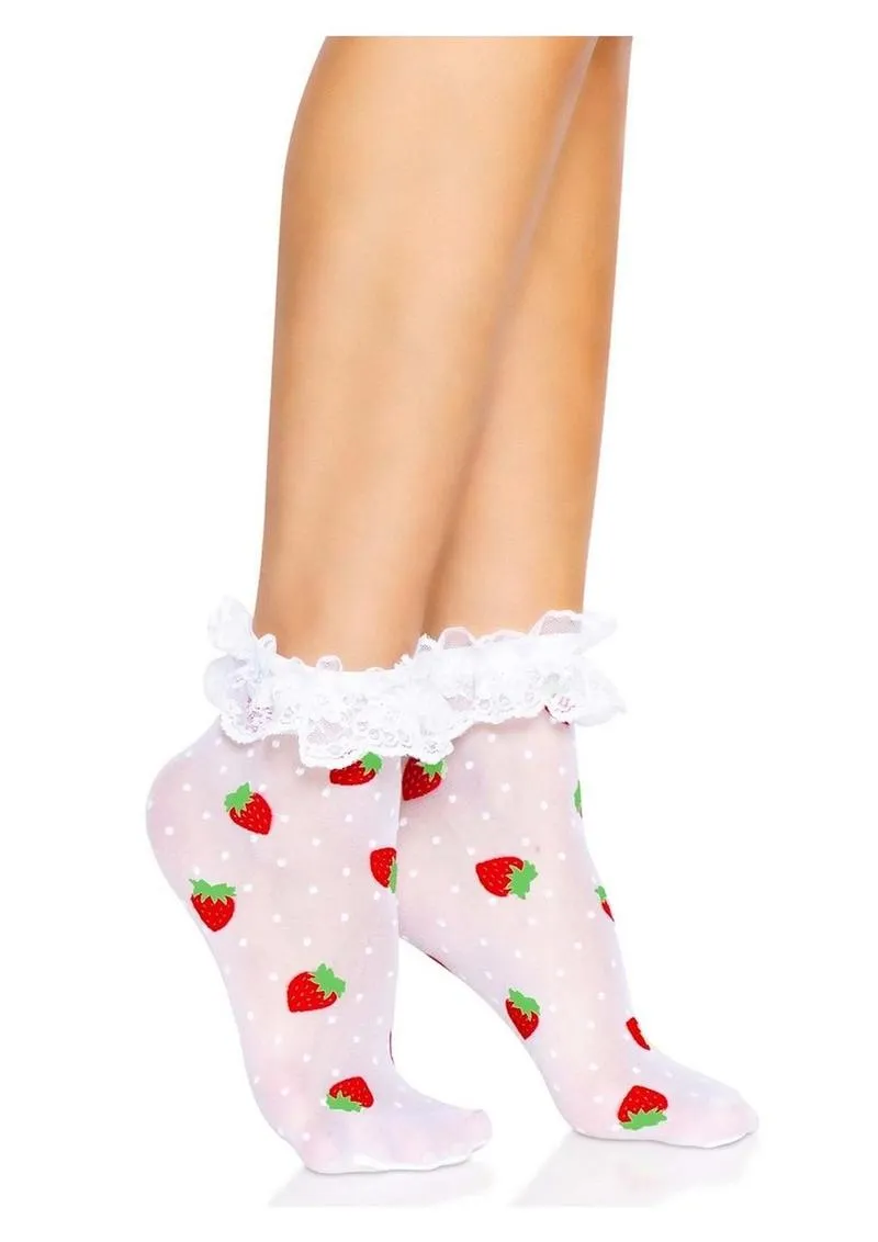 Leg Avenue Strawberry Polka Dot Ruffle Top Anklets