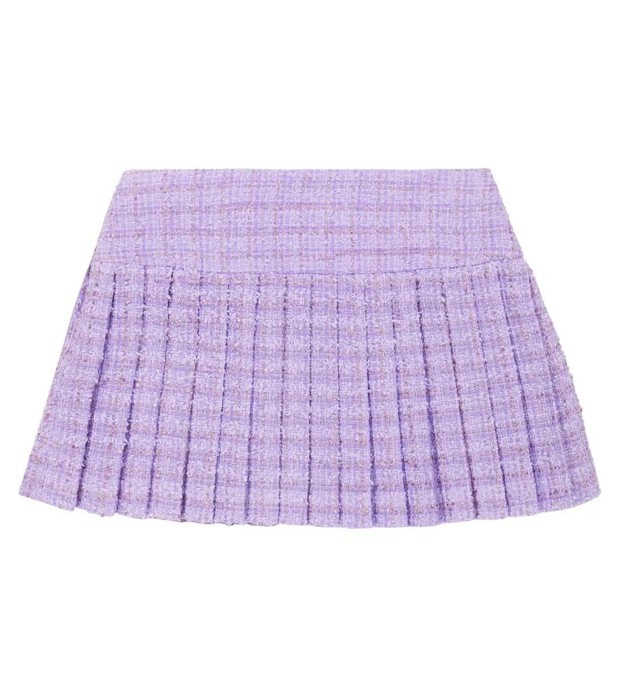 Medusa Versace Pleated Tweed Skirt, Purple