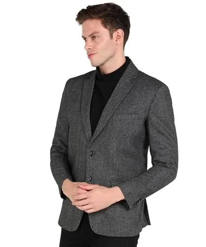 Men Self Design Single Breasted Casual, Formal, Party Blazer (Grey) (X-LARGE)