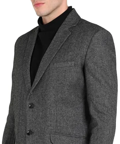 Men Self Design Single Breasted Casual, Formal, Party Blazer (Grey) (X-LARGE)