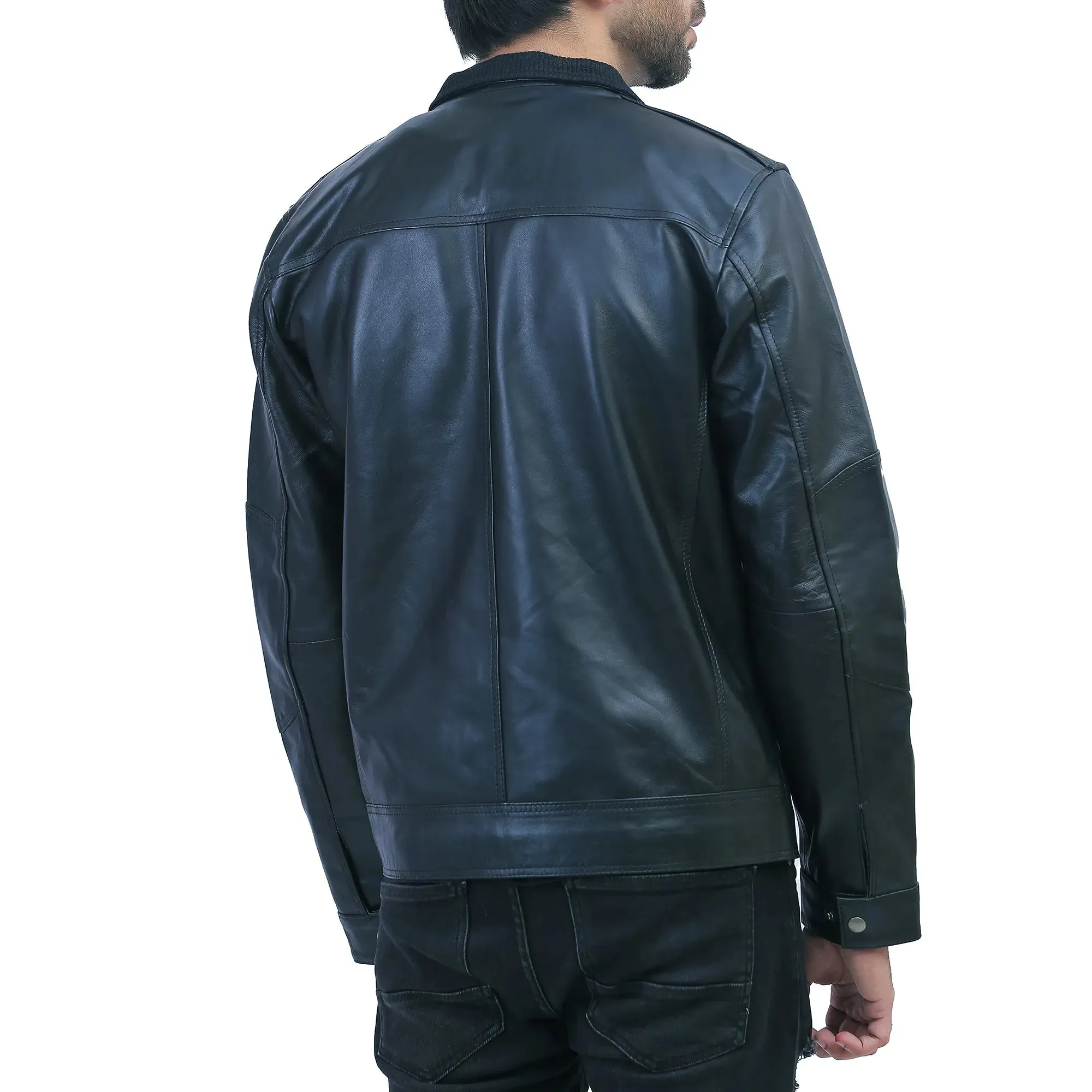 Mens Black Leather Motorcycle Jacket