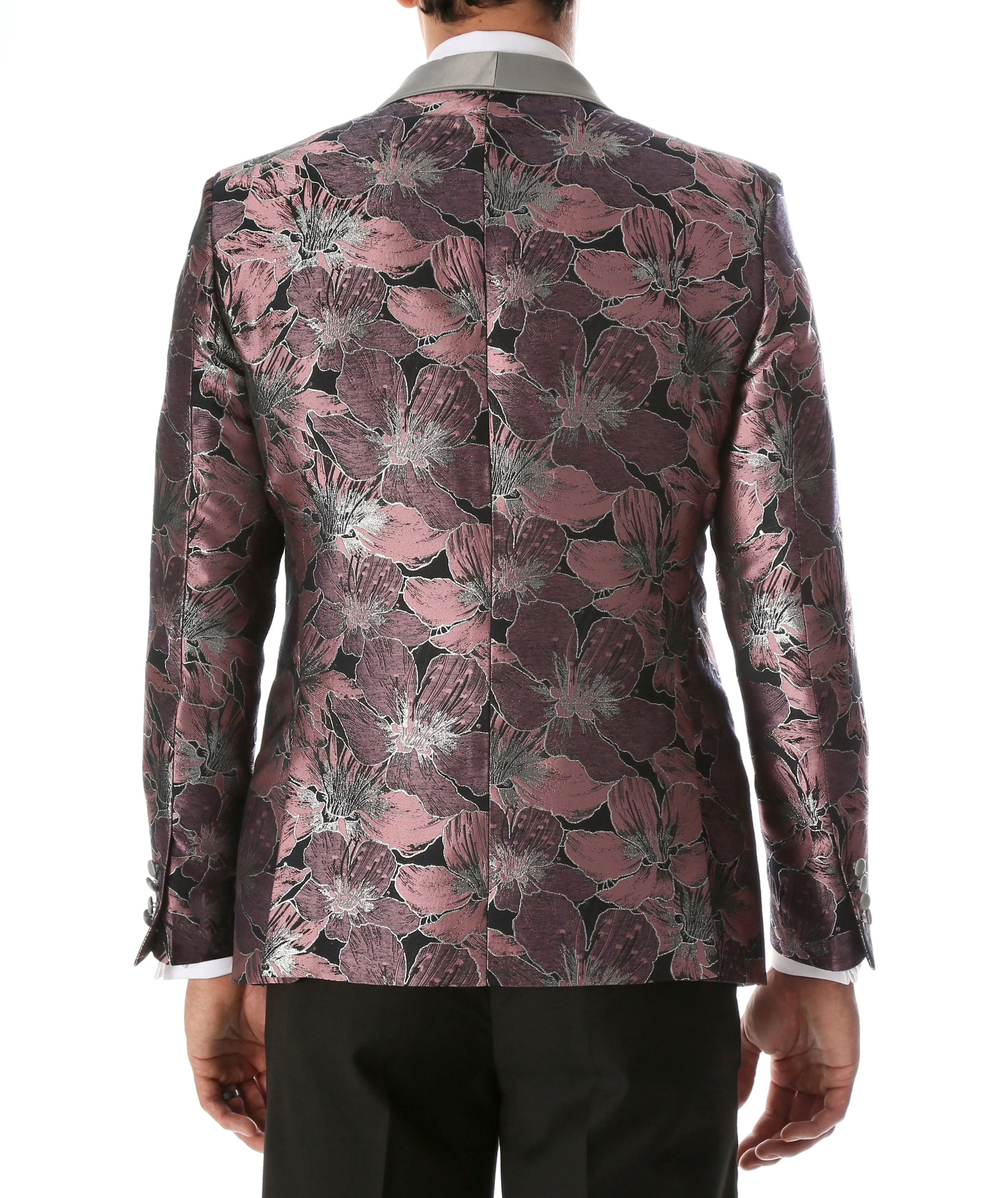 Men's Hugo Rose Floral Modern Fit Shawl Collar Tuxedo Blazer