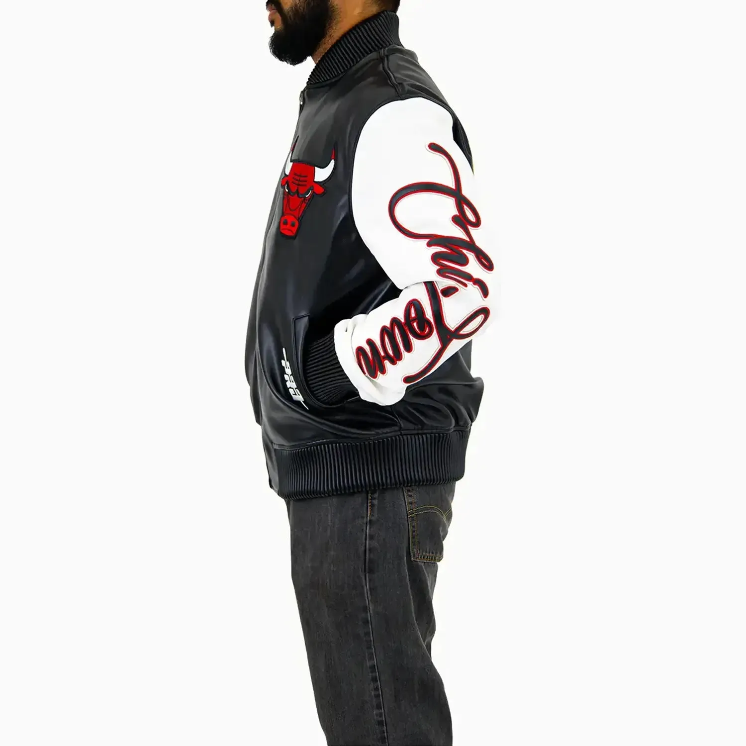 Men's NBA Chicago Bulls City Signatures Leather Varsity Jacket