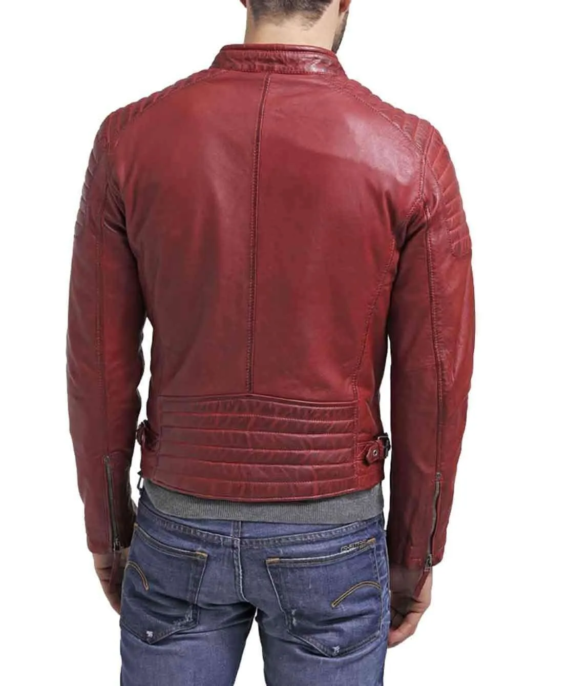 Men's New Maroon Zipper Padded Motorbike Leather Jacket, Classic Trendy Scooter Fashion Jacket