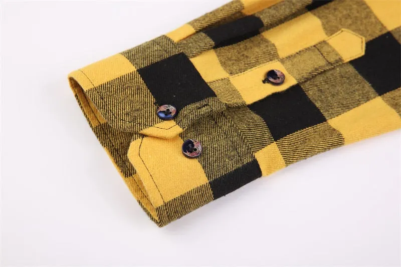 Men's Plaid Flannel Shirt Spring Autumn Regular Fit Casual Long-Sleeved Shirts