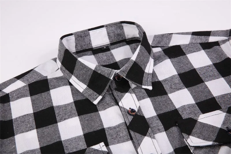 Men's Plaid Flannel Shirt Spring Autumn Regular Fit Casual Long-Sleeved Shirts