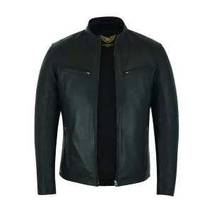 Men's Real Sheep Leather Cafe Racer Biker's Hooper Jacket