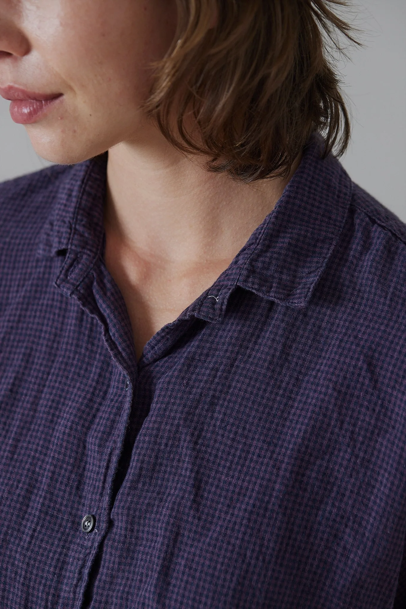 Metta - Man Shirt - Micro Check Linen