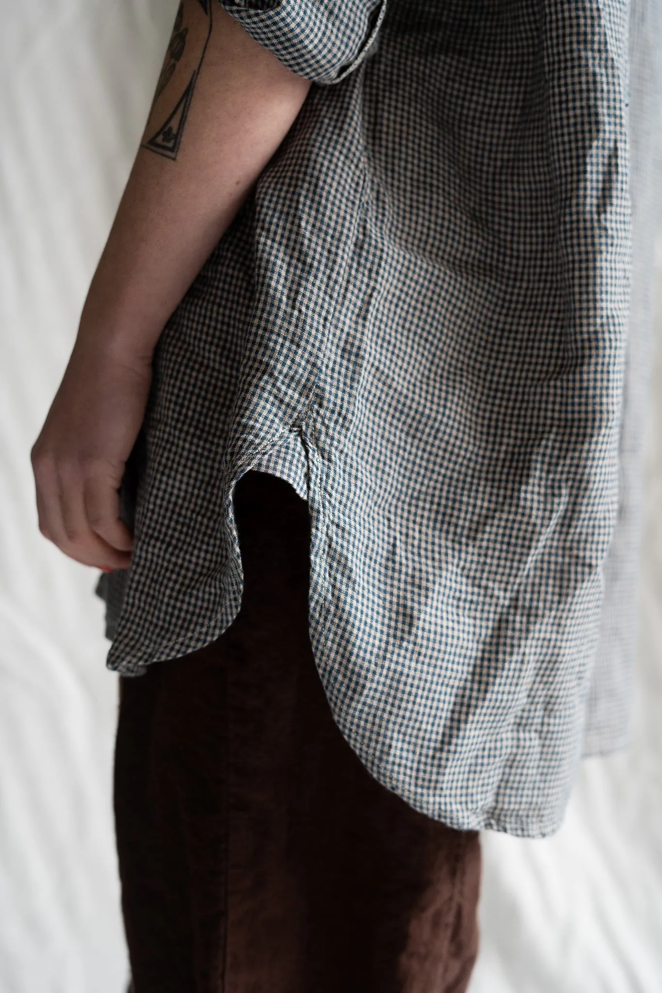 Metta - Man Shirt - Micro Check Linen