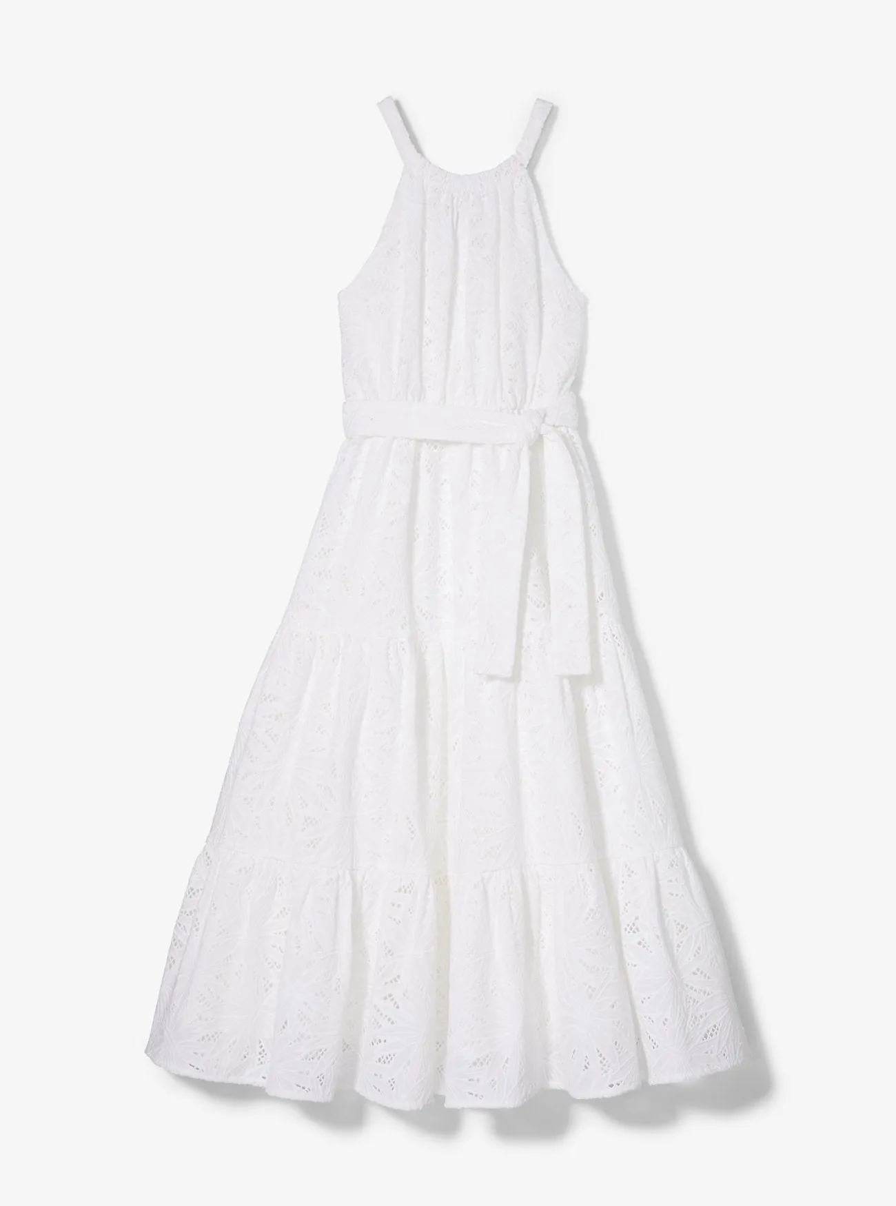 Michael Kors Floral Lace Belted Dress, White