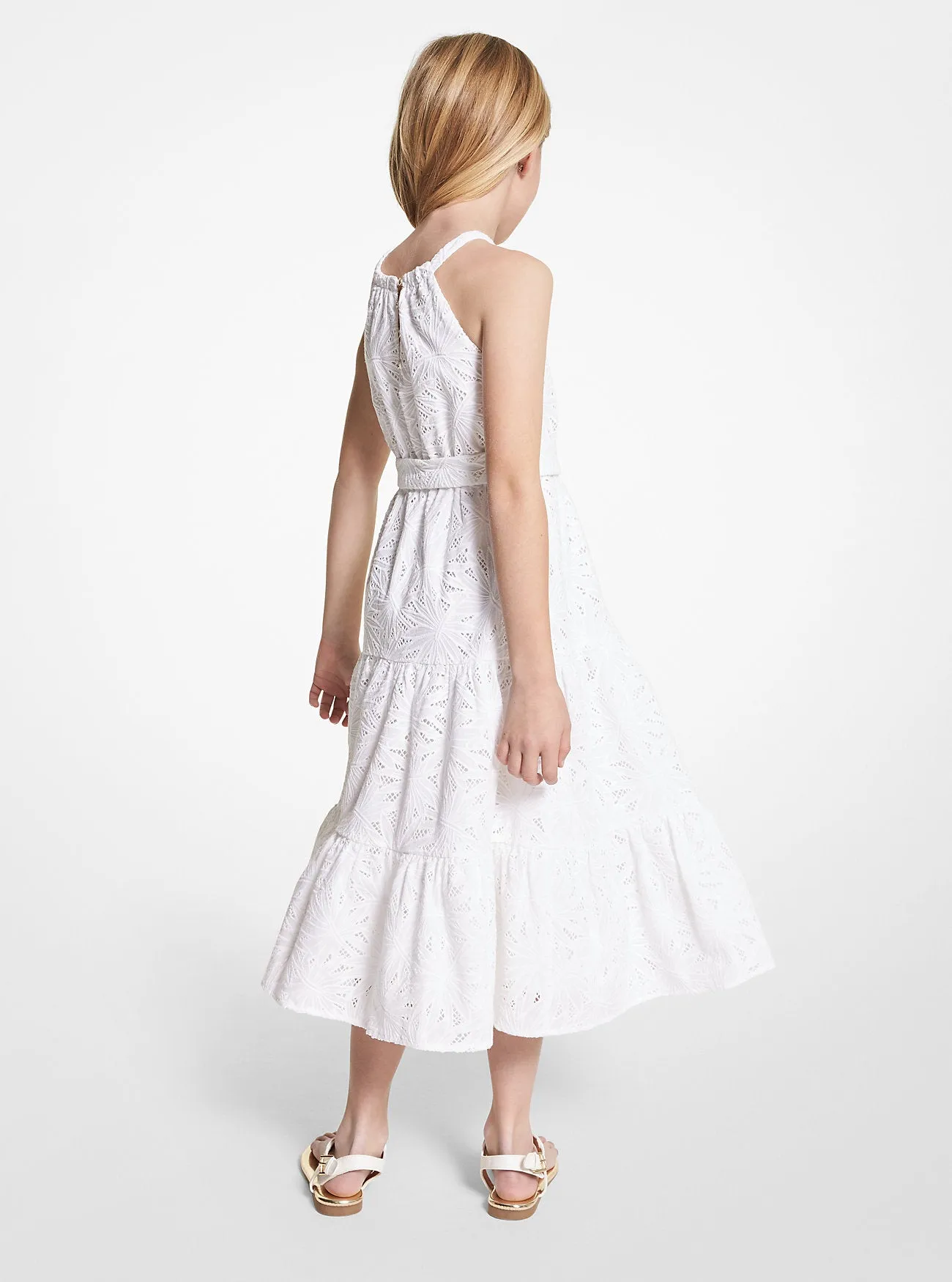 Michael Kors Floral Lace Belted Dress, White