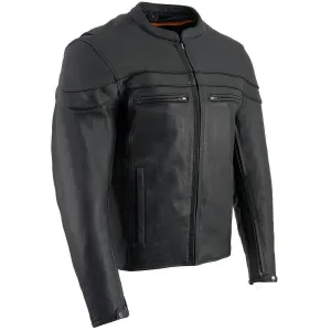 Milwaukee Leather SH1408 Men's Sporty Crossover Vented Black Motorcycle Leather Scooter Jacket