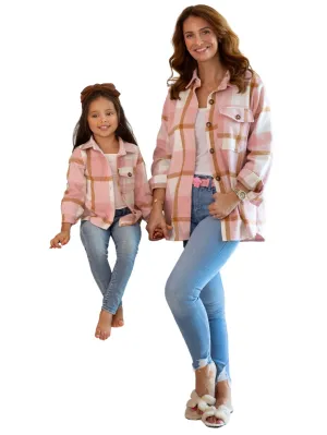 Mommy And Me Blushing Babes Pink Flannel Shirt