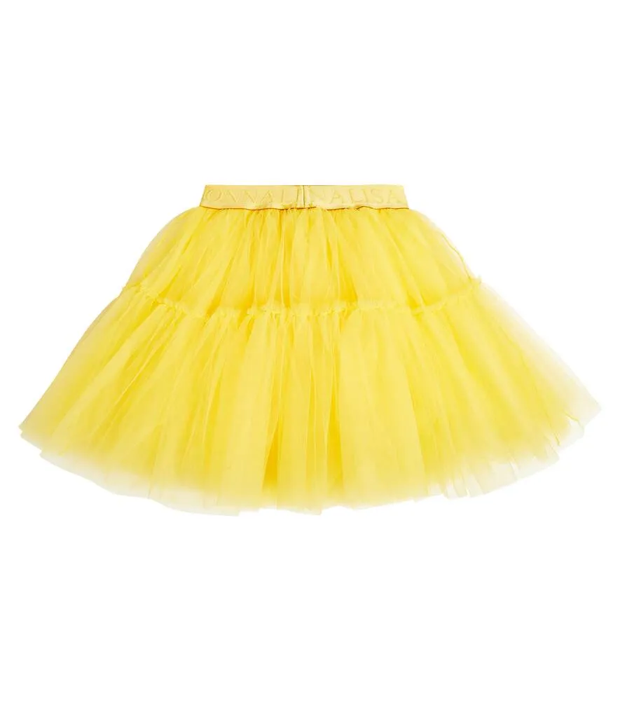 Monnalisa tiered tulle skirt, yellow