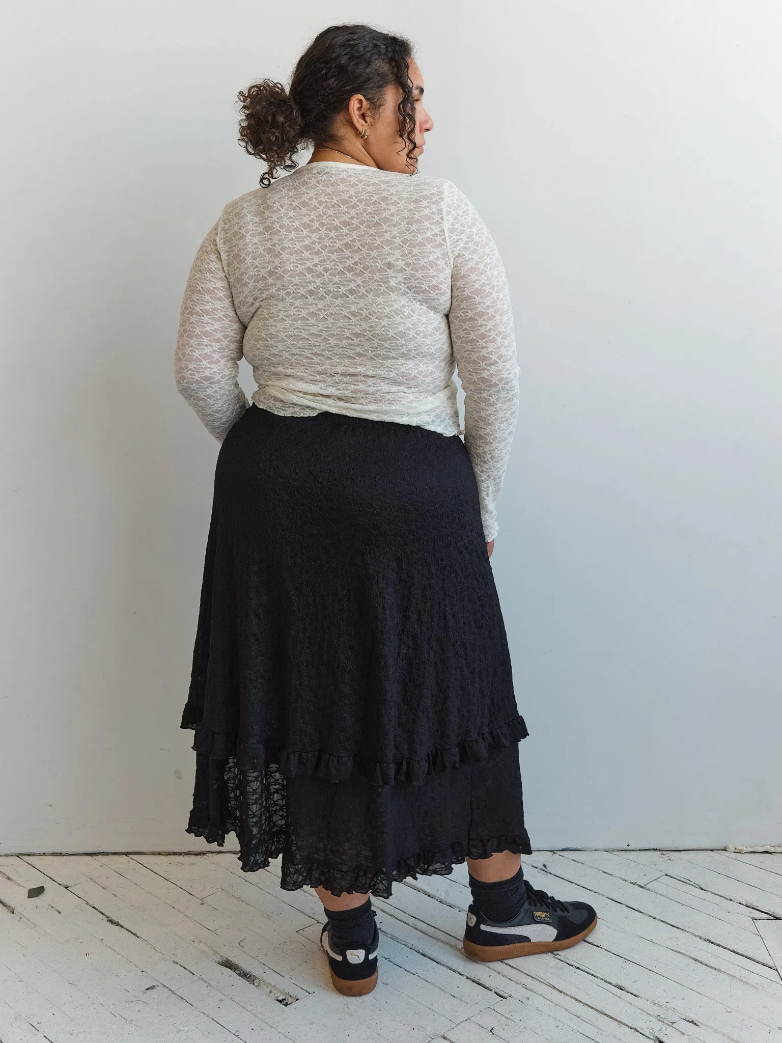 NLT - Black Lace Long Skirt (1X-3X)