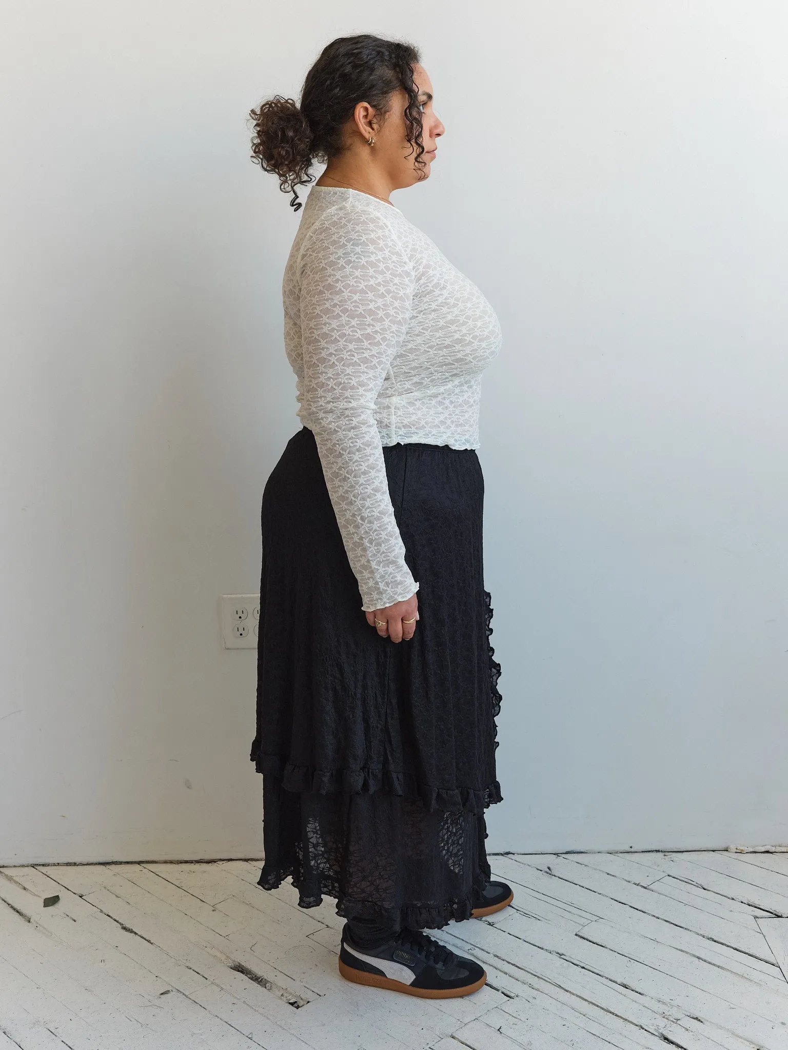 NLT - Black Lace Long Skirt (1X-3X)